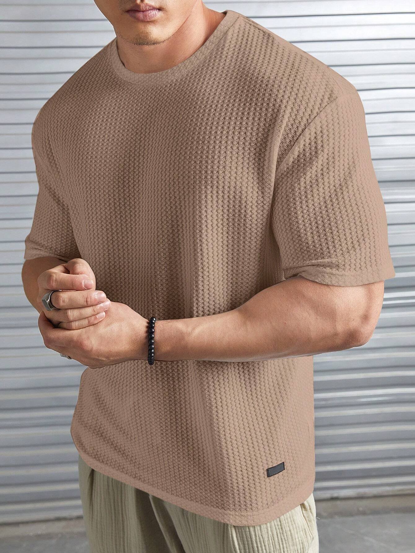 T-shirt décontracté en tricot gaufré pour homme – Image 2