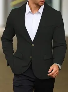 Veste de costume simple boutonnage à col rabattu pour homme